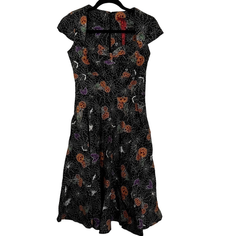 Hell Bunny Black Harlow Halloween Print Dress NWT XS